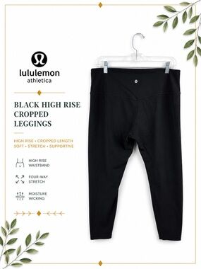 Lululemon Black High Rise Cropped Leggings Size 18